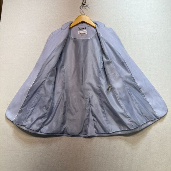 Calvin Klein Women's Open Front Pleated Blazer Long Sleeve Size 4 Light Blue - Picture 5 of 14